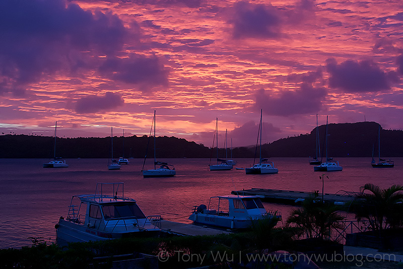 brilliant sunset over Neiafu harbor in Vava’u