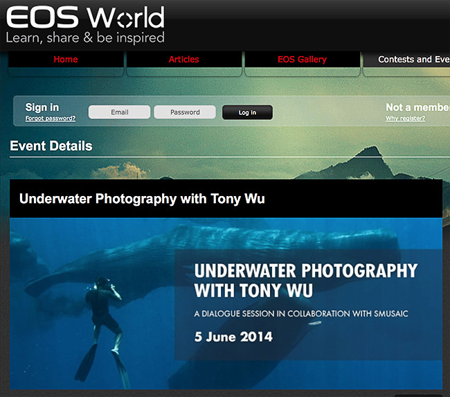 Tony Wu, Canon Singapore, underwater photography