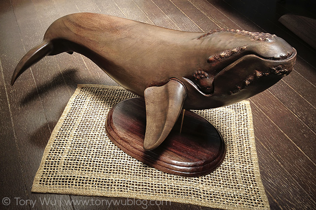 wood carving of a right whale