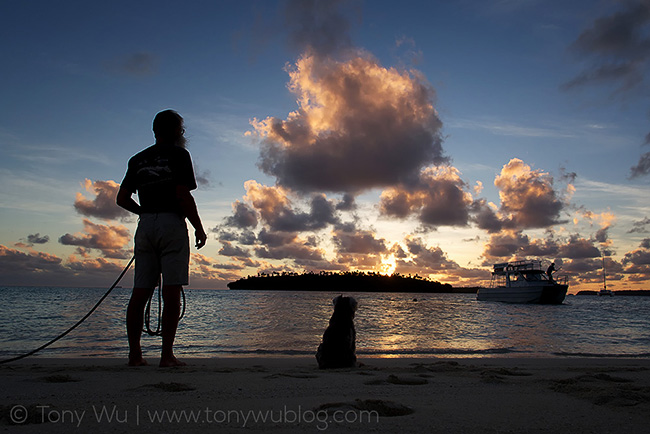 sunset at mounu island, tonga