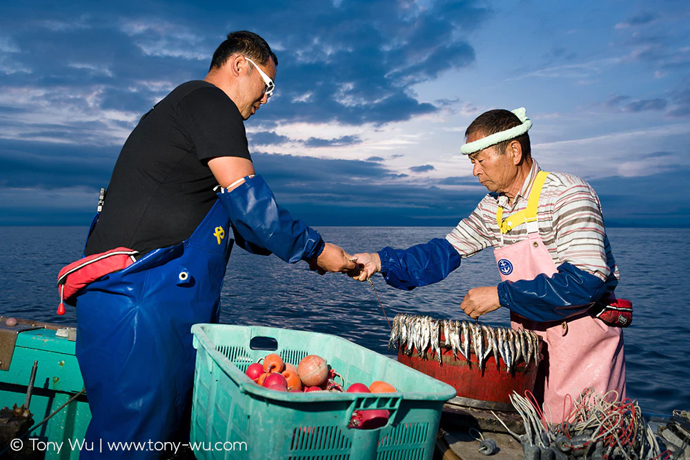 Fishermen in Japan at dawn