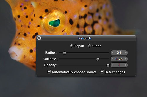 retouch function in Aperture 3