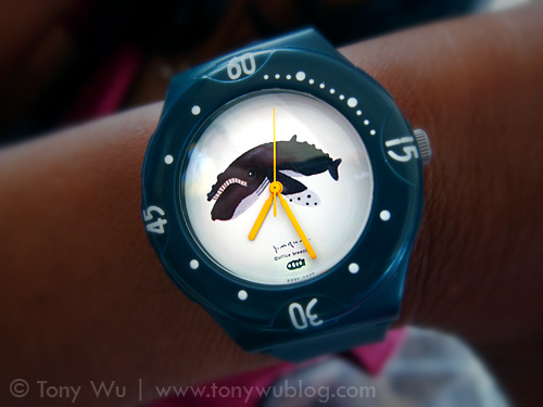 Wristwatch with humpback whale illustration