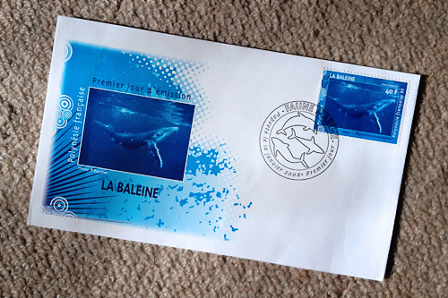 First day cover of whale stamp from Tahiti