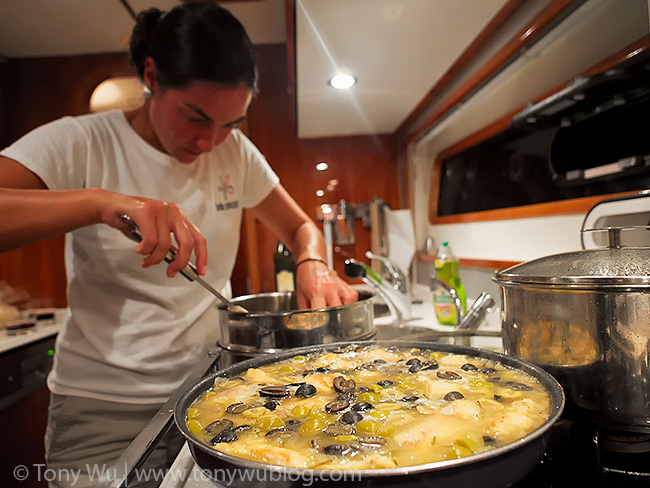 Emma cooking aboard Bella Principessa