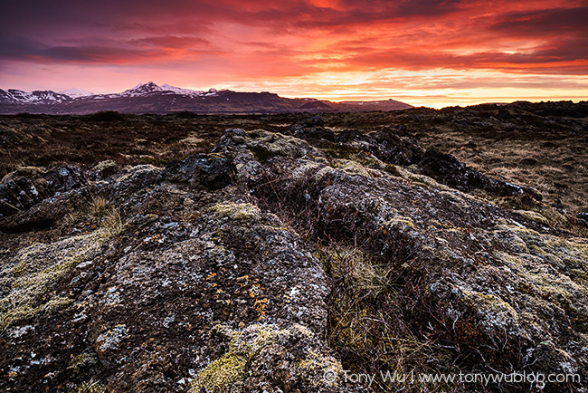 dramatic sunset and scenery, Iceland