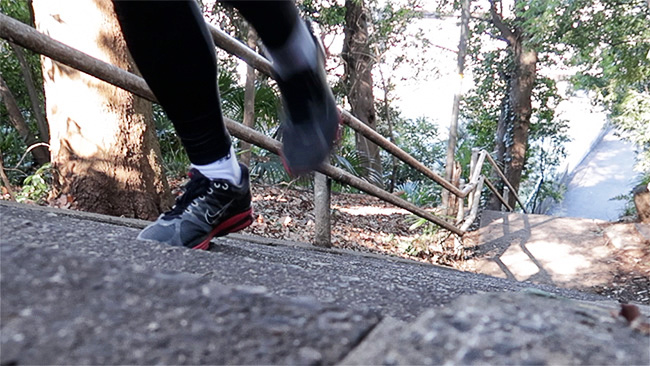 running up steps, tony wu