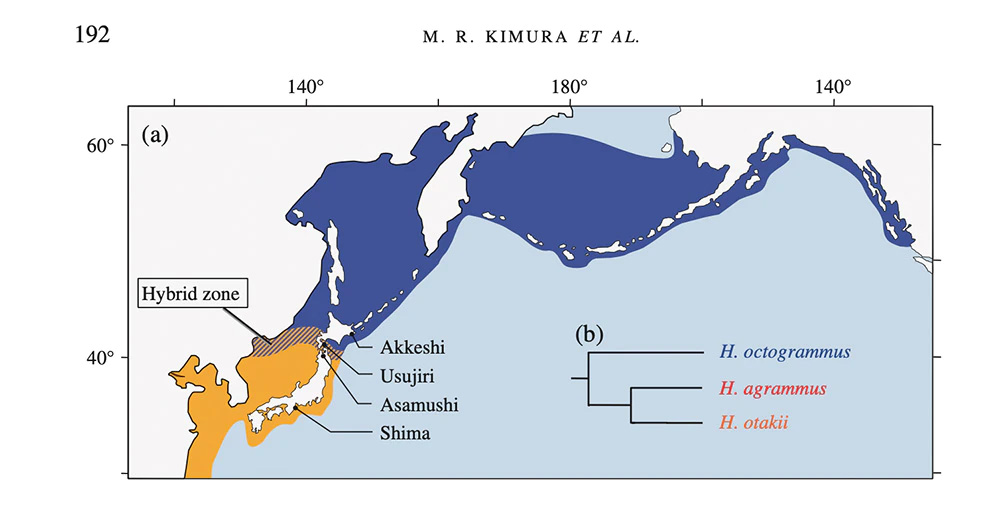 map of Hexagrammos distribution in Japan