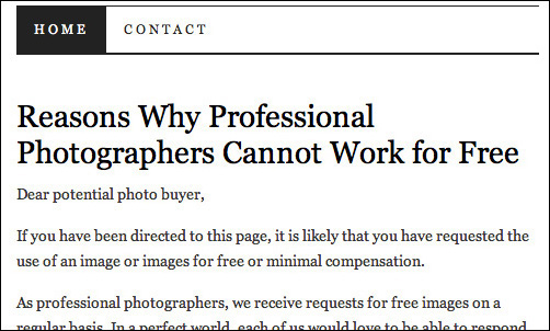 Form letter for photographers to respond to requests for free images
